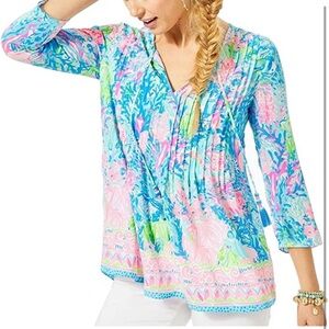 Lilly Pulitzer Marilina Fished My Wish Engineered Tunic🩵